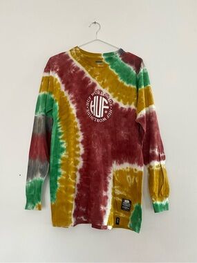 HUF Tie-Dye Long Sleeve T-Shirt Men’s M New without Tag Green Mustard Burgundy